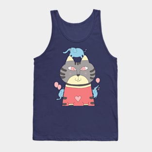 Cat Portrait Circus Elephant Tank Top